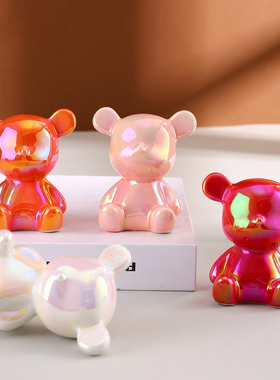 可爱陶瓷暴力熊摆件迷你装饰礼物