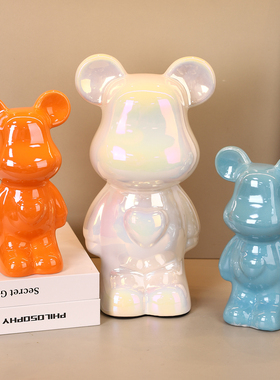 陶瓷爱心暴力熊摆件存钱罐装饰品