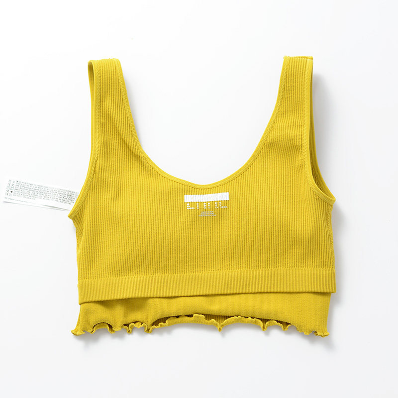 外穿背心式运动文胸，瑜伽室健身房带胸垫内衣木耳边纯色,淘宝优惠券,粉丝福利购,淘宝优惠卷