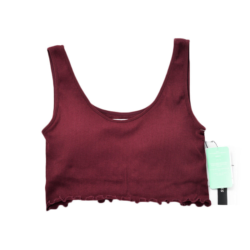 外穿背心式运动文胸，瑜伽室健身房带胸垫内衣木耳边纯色,淘宝优惠券,粉丝福利购,淘宝优惠卷