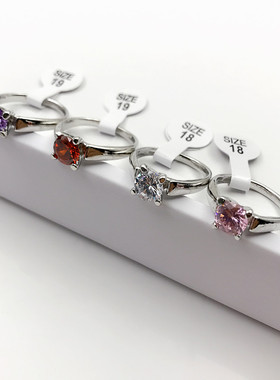 韩国彩色锆石超闪地摊货源戒指