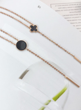 不锈钢玫瑰金日韩风短款义乌项链