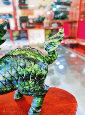 天然玉石麒麟一对艺术摆件招福家居客厅办公室风水开业乔迁送礼品