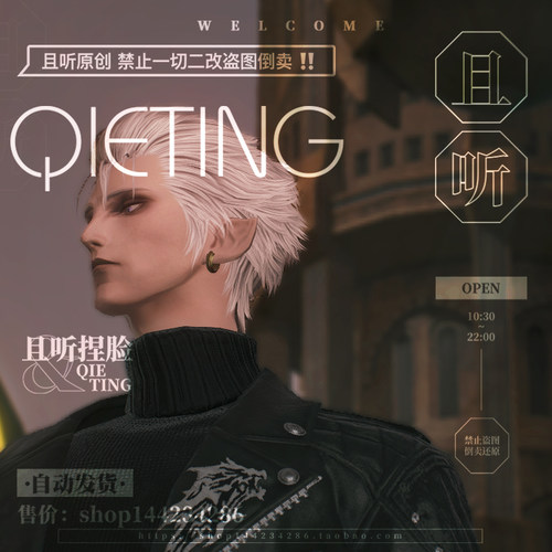 【且听】余寒 最终幻想14FF14 捏脸数据脸型 精灵族男精森林白皮 - 图3