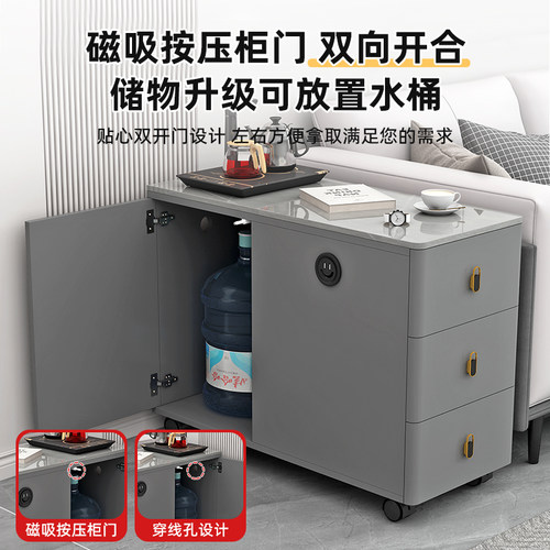 轻奢沙发边柜侧边柜小户型可移动家用茶几简约现代岩板客厅小边几 - 图1