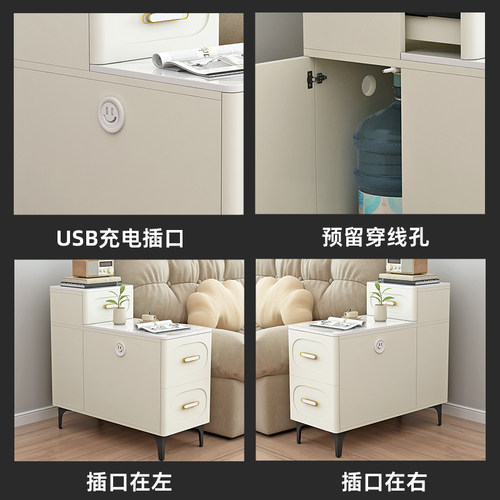 沙发边柜侧边柜家用客厅茶水柜现代简约岩板茶几储物柜小户型边几 - 图3