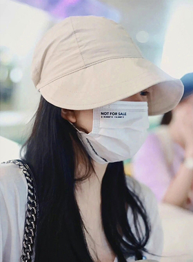 赵露思同款遮阳渔夫帽子女便携透气黑色圆脸防晒防紫外线太阳帽夏