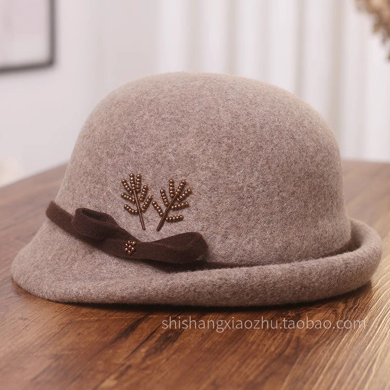帽子女秋冬高品质羊毛呢卷边礼帽优雅复古贝雷帽气质百搭保暖盆帽,淘宝优惠券,粉丝福利购,淘宝优惠卷