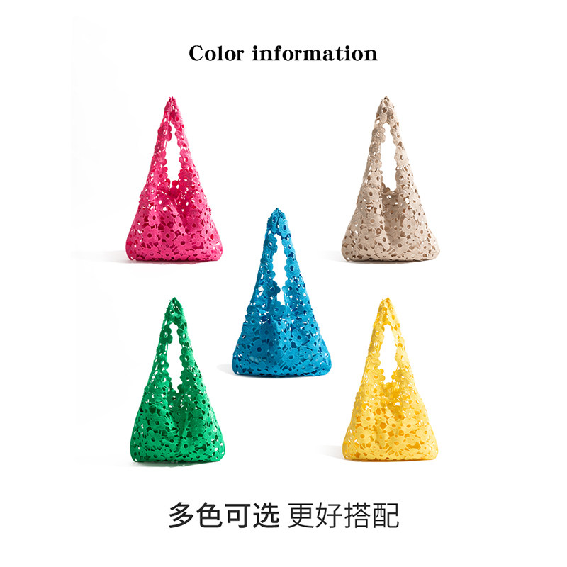 Light luxury niche simple black flower hollow bag for women