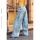 BeerBro Relaxed Street Street Hot Girl Handmade Dirty Loose Casual Ripped Dirty Old Jeans