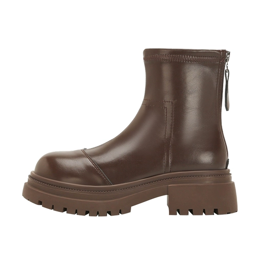 Martens, зимние эластичные короткие сапоги в английском стиле, из натуральной кожи