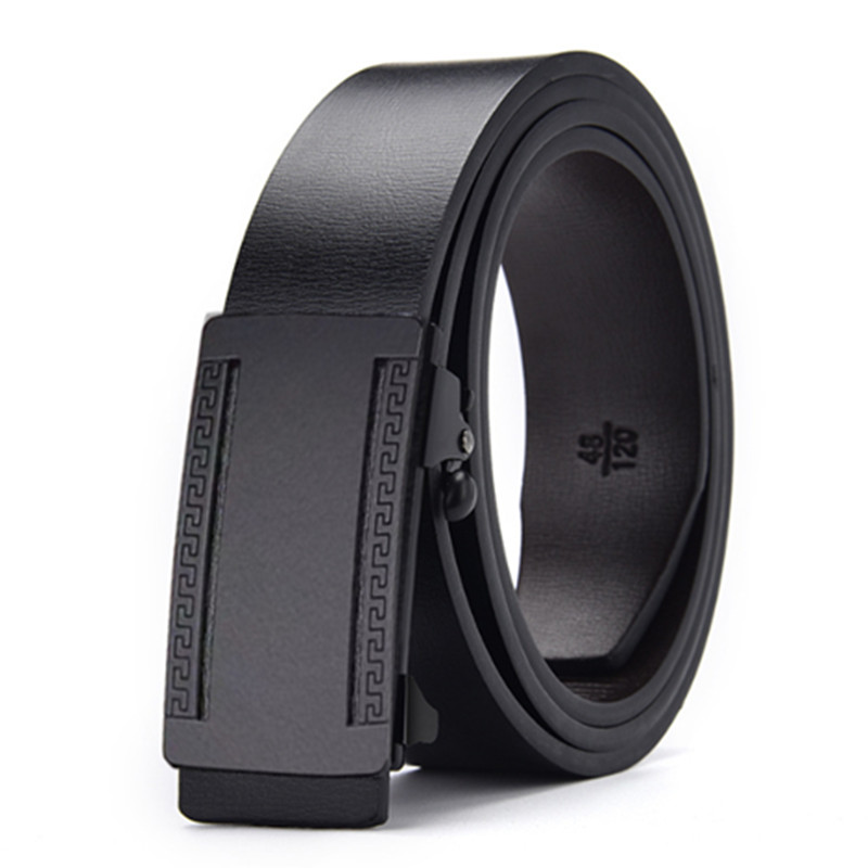 无牙自动扣内穿牛皮腰带年轻人新款潮流时尚不露皮带尾内插皮带男 - 图2