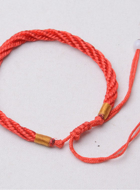 女士纯手工编织红手链成品红