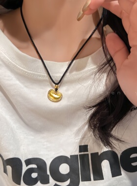 招财金锁黑绳吊坠项链女款