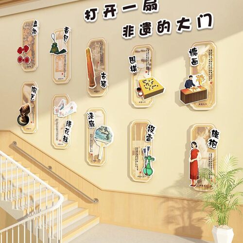 幼儿园环创国风非遗传统文化主题墙面装饰材料美术画室背景布置贴 - 图1