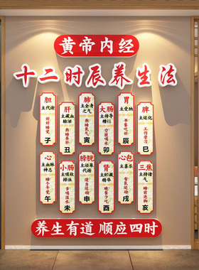 十二时辰养生图中医药馆氛围布置装饰宣传挂画文创化墙面背景形象