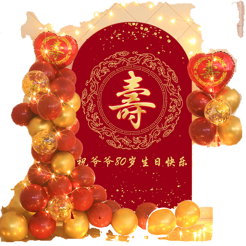 寿宴生日装饰场景布置老人过寿60岁爸爸妈妈50岁祝寿70大寿背景墙