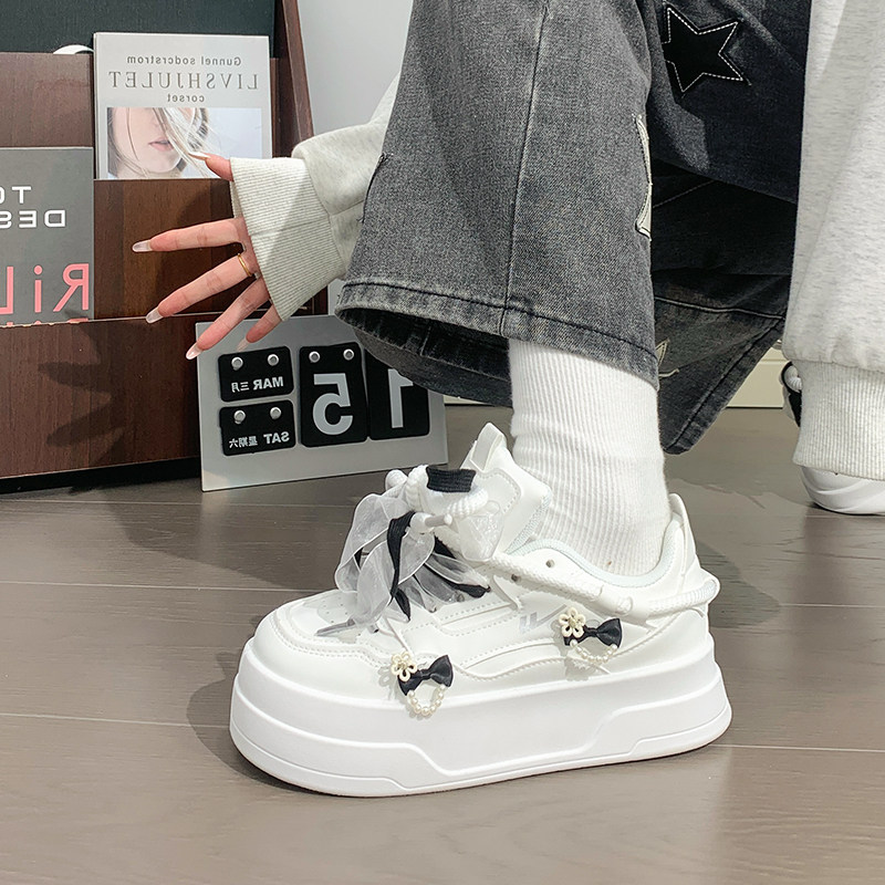 回力女鞋原创蝴蝶结厚底小白鞋女2025新款爆款百搭小众休闲板鞋子,淘宝优惠券,粉丝福利购,淘宝优惠卷