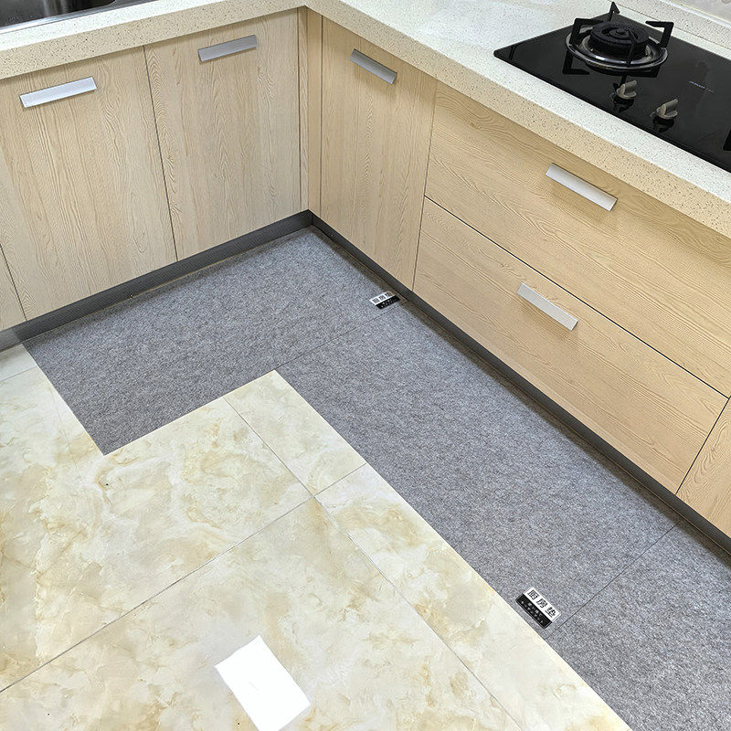 Disposable floor mat for kitchen, oil-proof, waterproof, anti-slip, bathroom, self-adhesive, residue-free felt carpet