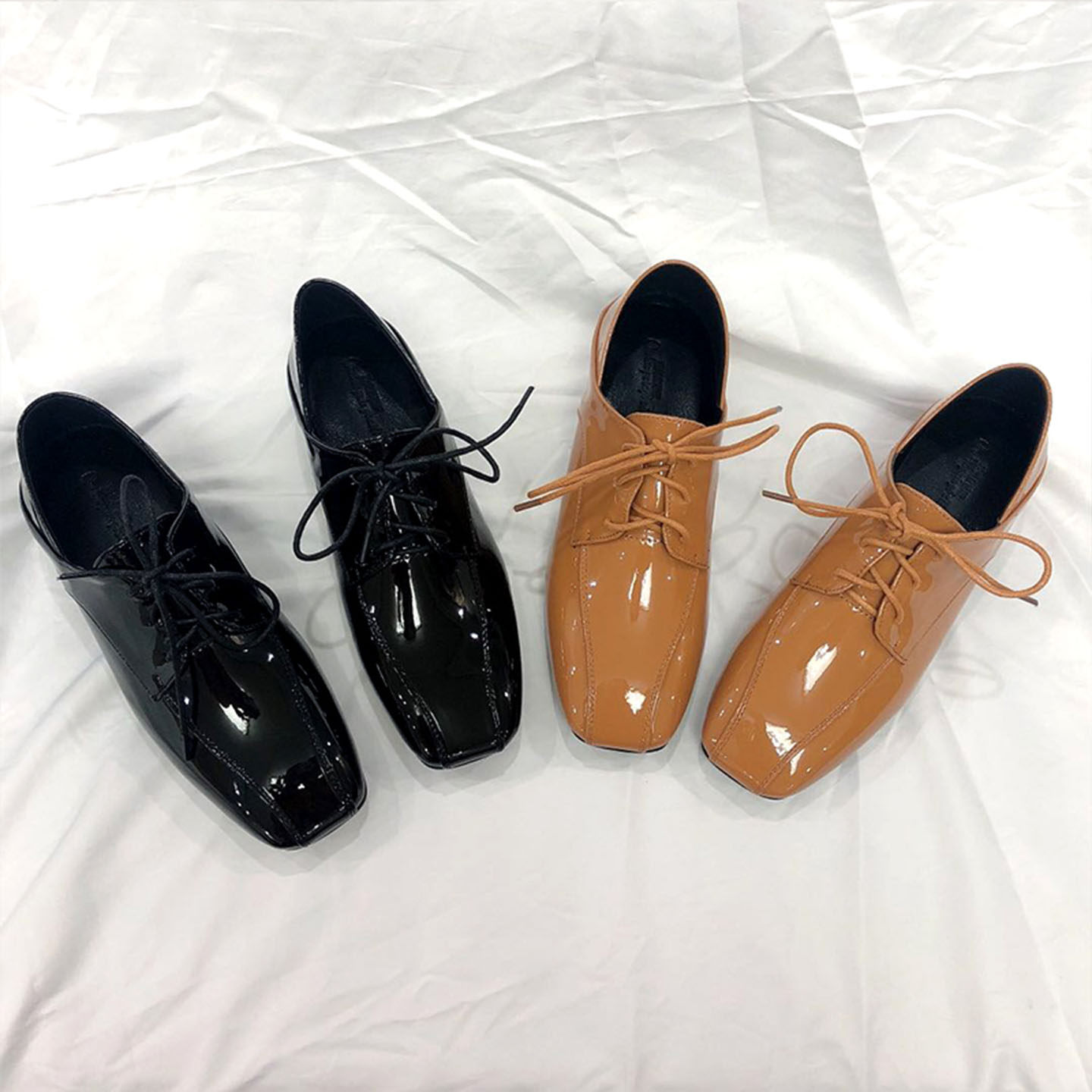 2025年新款粗跟方头单鞋女秋款深口漆皮软皮系带中跟英伦风小皮鞋,淘宝优惠券,粉丝福利购,淘宝优惠卷