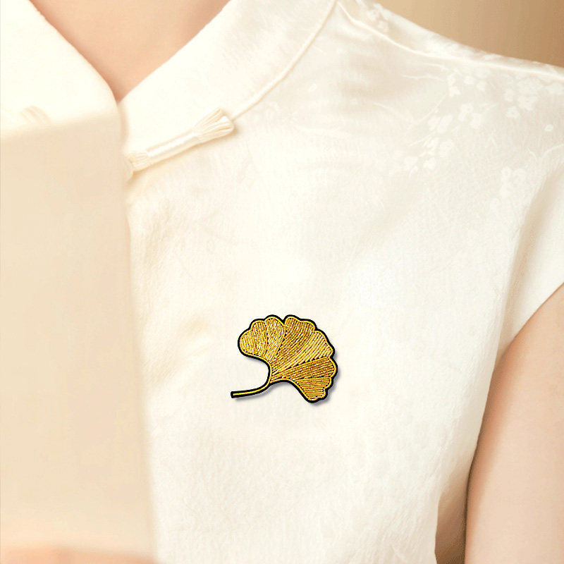 新中式中国风银杏叶胸针高档精致高级感衣服别针配饰手工刺绣饰品,淘宝优惠券,粉丝福利购,淘宝优惠卷