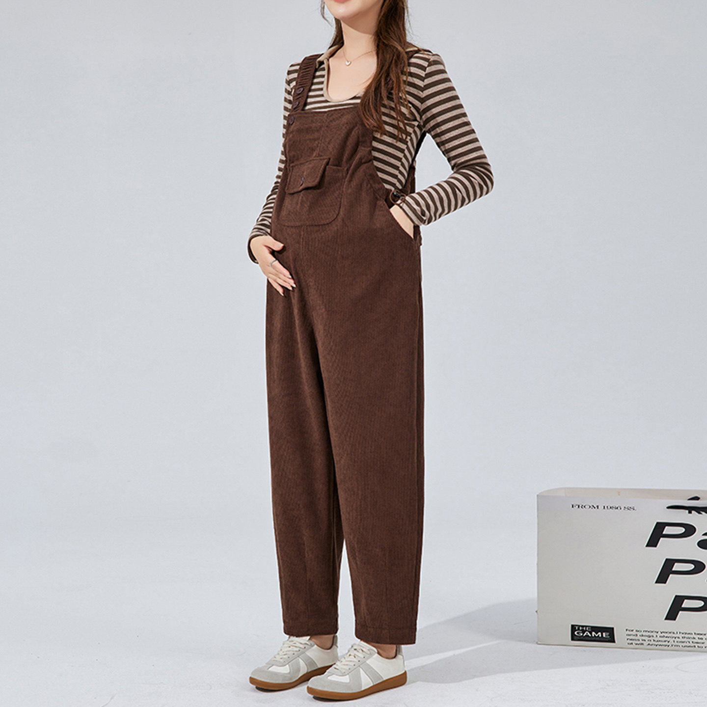 孕妇背带裤秋冬款2025时尚小个子孕妇装冬装宽松加厚加绒免脱裤子,淘宝优惠券,粉丝福利购,淘宝优惠卷