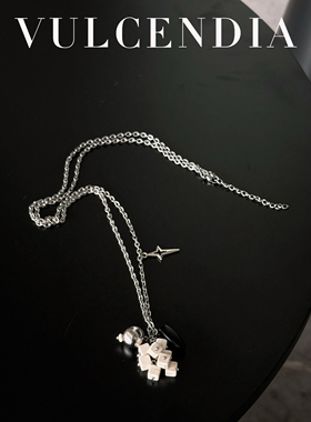 VULCENDIA｜冰川小众银色项链天然石白松石长款2025新款学生党