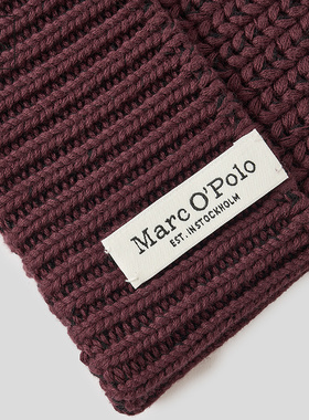 Marc O'Polo/MOP2026新款保暖时尚品牌经典logo酒红色毛织帽子男