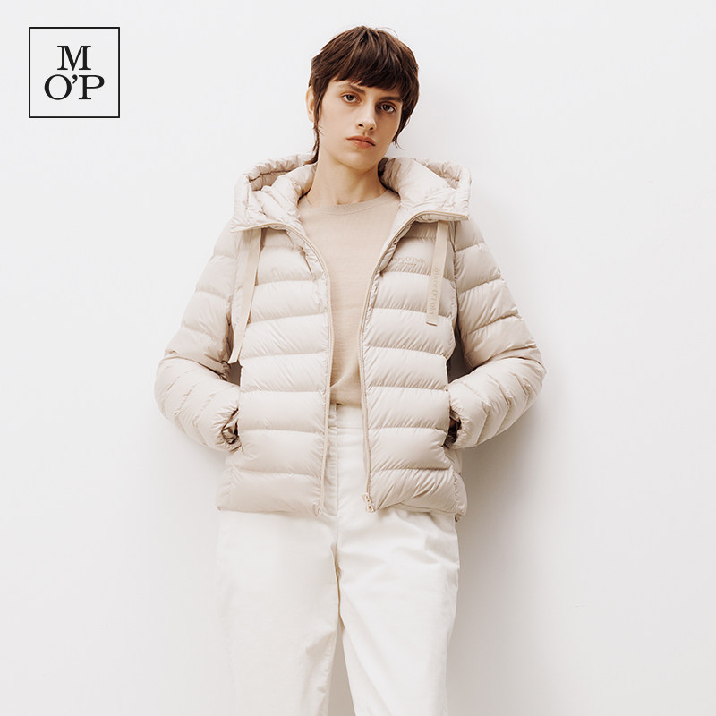 Marc O'Polo/MOP春季新款时尚白鹅绒连帽轻薄保暖羽绒服女士外套