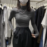 Дизайнерское бархатное приятное телу зимнее термобелье, тренд сезона, высокий воротник, увеличенная толщина, в обтяжку, по фигуре