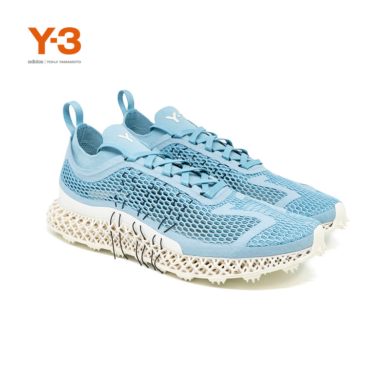 Y-3/Y3山本耀司RUNNER 4D HALO男女同款蓝白拼色运动休闲鞋IE7270-图0