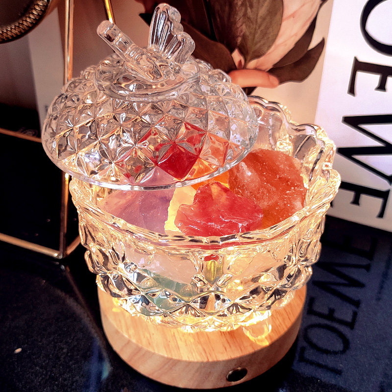 天然水晶石香薰无火持久香氛玻璃皇冠扩香晶石容器桌面摆件小夜灯,淘宝优惠券,粉丝福利购,淘宝优惠卷