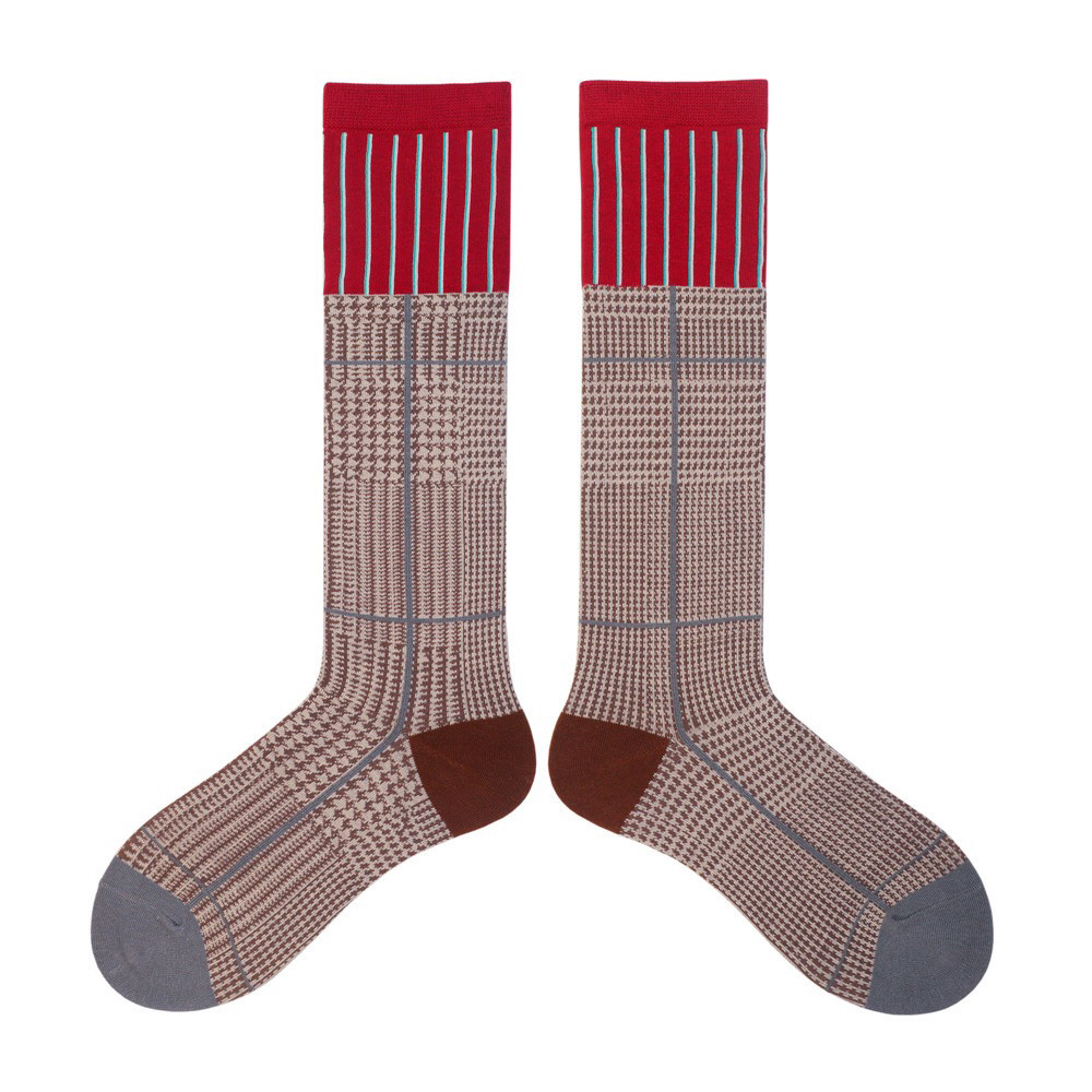 小众设计师小腿袜美腿及膝长筒袜女秋冬显瘦彩色条纹拼色堆堆袜,淘宝优惠券,粉丝福利购,淘宝优惠卷