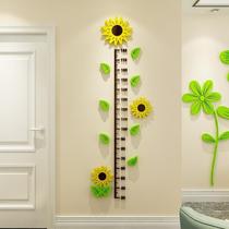 Height measuring sticker sunflower 3d Cubism height sticker Childrens body sticker Baby Room Sticker Decoration Removable