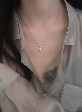 单钻项链女设计感轻奢细闪盒子链闪钻锁骨链简约气质抖音热销代发
