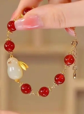 钱兔无量玉兔手链女ins小众设计轻奢气质闺蜜七夕节礼物女