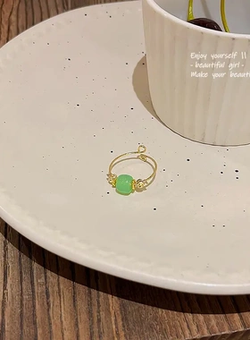 小红书新中式仿玉髓戒指女925银轻奢复古宫廷国风食指戒指环