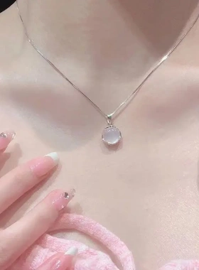 项链女小众设计高级感气质简约锁骨链百搭简约轻奢颈链甜美粉晶