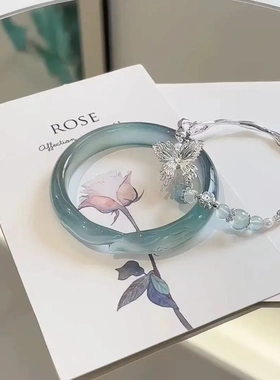 中式清冷蓝冰狐狸手镯复古古风个性气质ins设计百搭平安手链