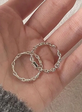 锆石戒指女开口可调节小众设计ins精致气质胖手指环食指戒闺蜜