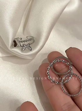 超仙蝴蝶四件套戒指女ins个性食指戒网红冷淡风小众设计指环