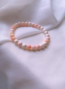 天然胭脂螺手链粉贝壳女王贝螺女款招桃花旺夫海南单圈手串