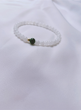原创天然全玉化贝壳单圈佛珠手链