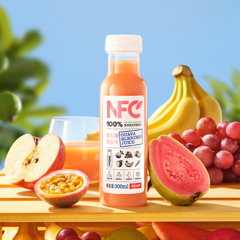 农夫山泉100%NFC橙汁 NFC番石榴混合汁芭乐混合汁 300mlx10瓶-图0