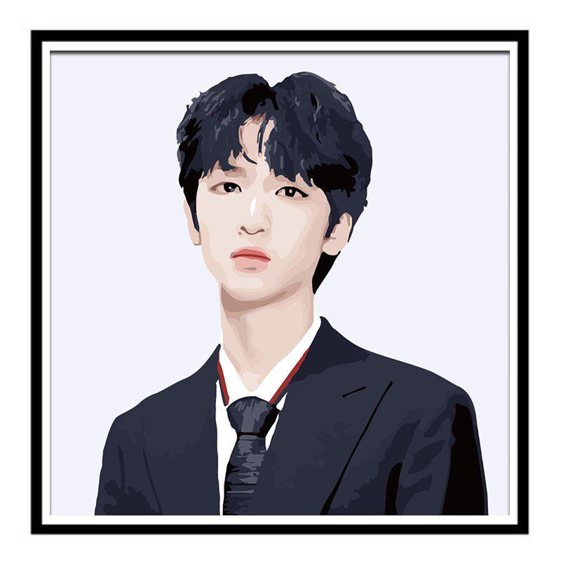 diy数字填色油画少年时代团涂色严浩翔for you手绘装饰房间30*30