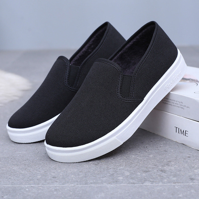 秋冬季平底加绒保暖休闲鞋防滑舒适懒人鞋低帮工作鞋百搭平底布鞋,淘宝优惠券,粉丝福利购,淘宝优惠卷