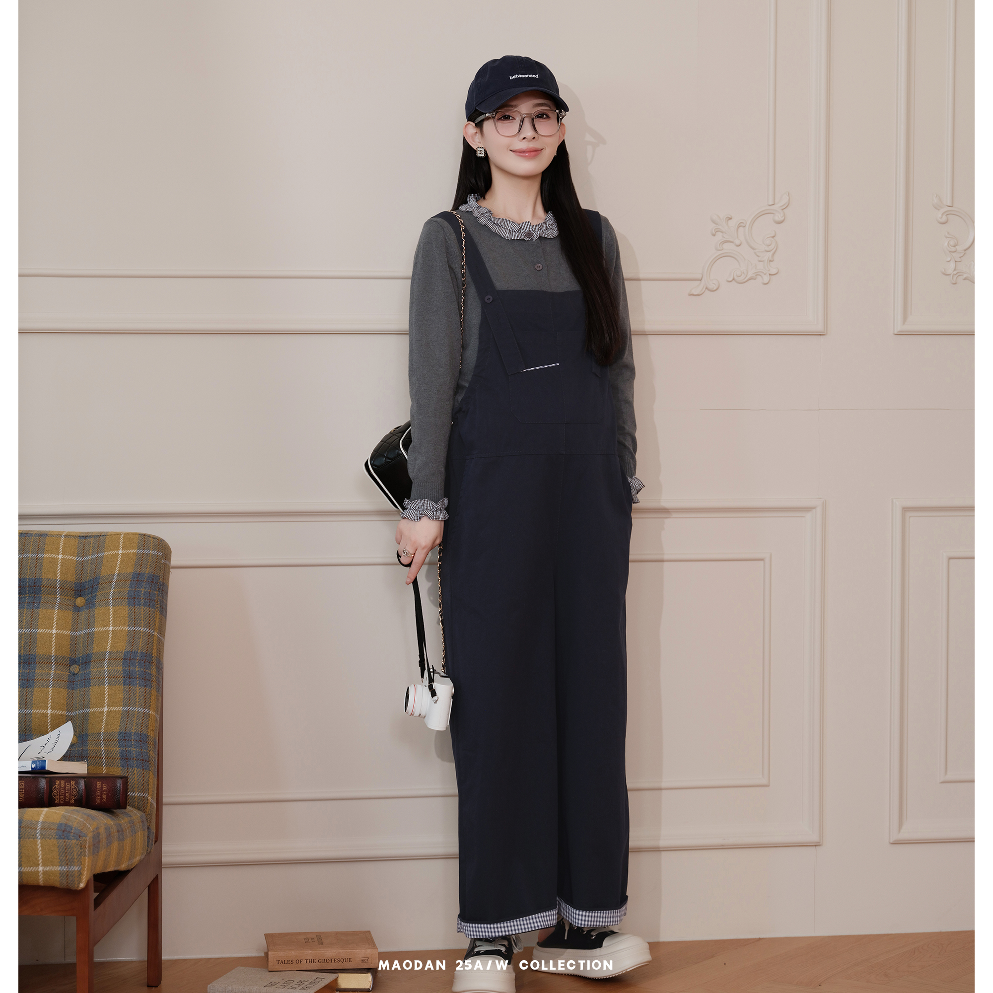 猫单【柏林少女】娜娜的孕期穿搭孕妇装秋季显瘦毛衣背带裤套装 - 图3