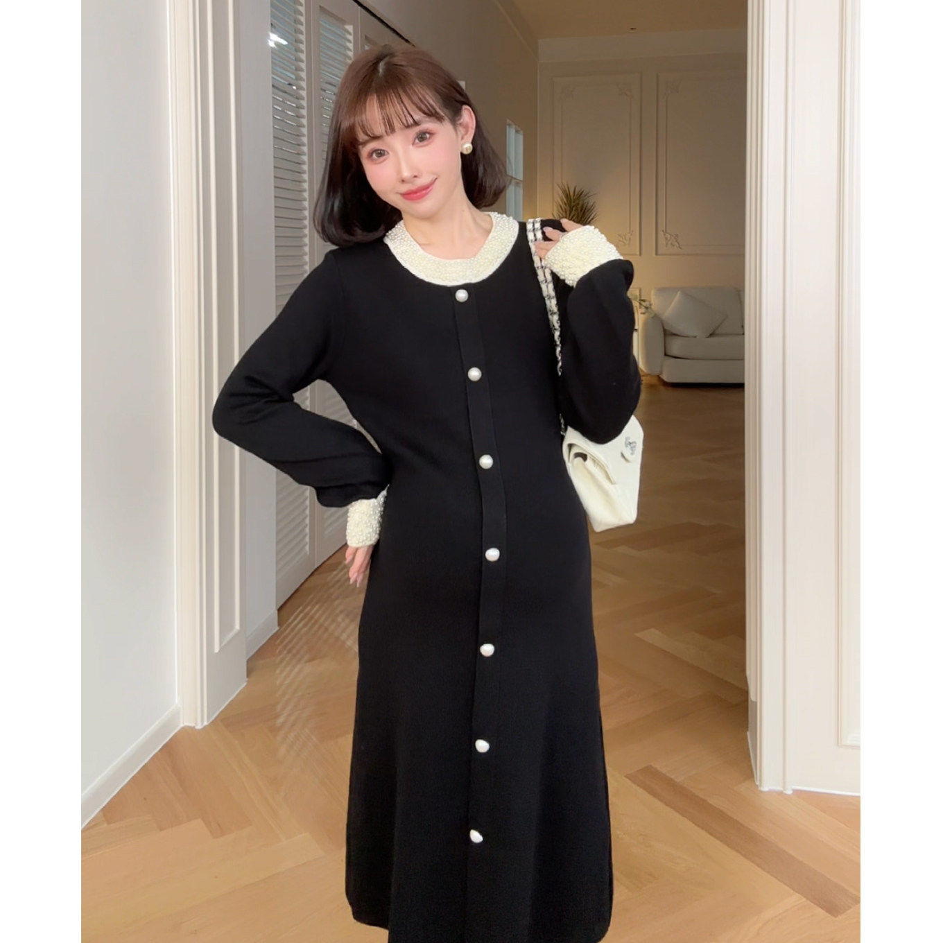 猫单【白露小香】娜娜的孕期穿搭小香风孕妇连衣裙时尚秋冬孕妇装,淘宝优惠券,粉丝福利购,淘宝优惠卷