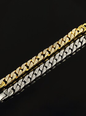Bracelet Hip hop Jewelry Gold Silver Chain Bracelet 嘻哈手链