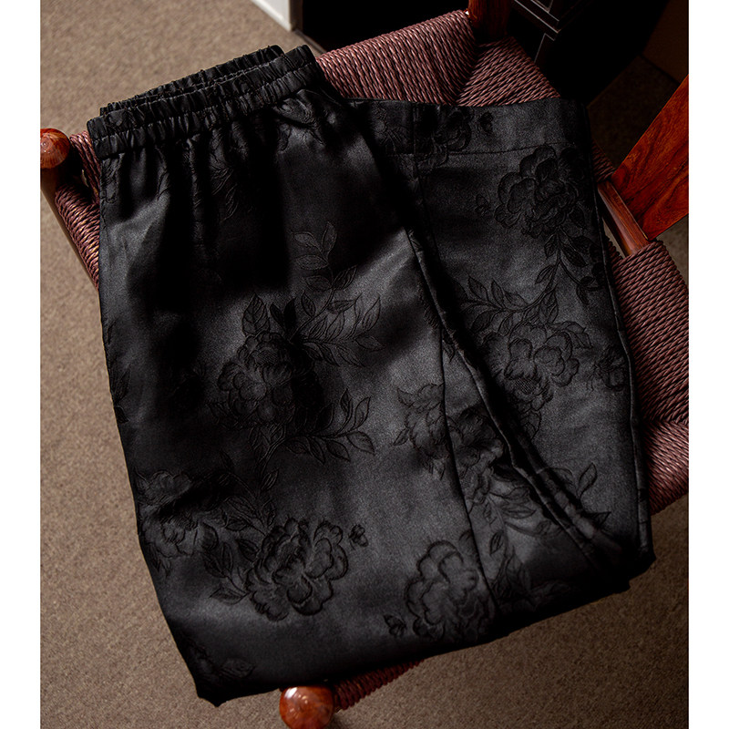 高端大用料50姆米香云纱皮子料真丝阔腿裤女桑蚕丝宽松休闲长裤春,淘宝优惠券,粉丝福利购,淘宝优惠卷